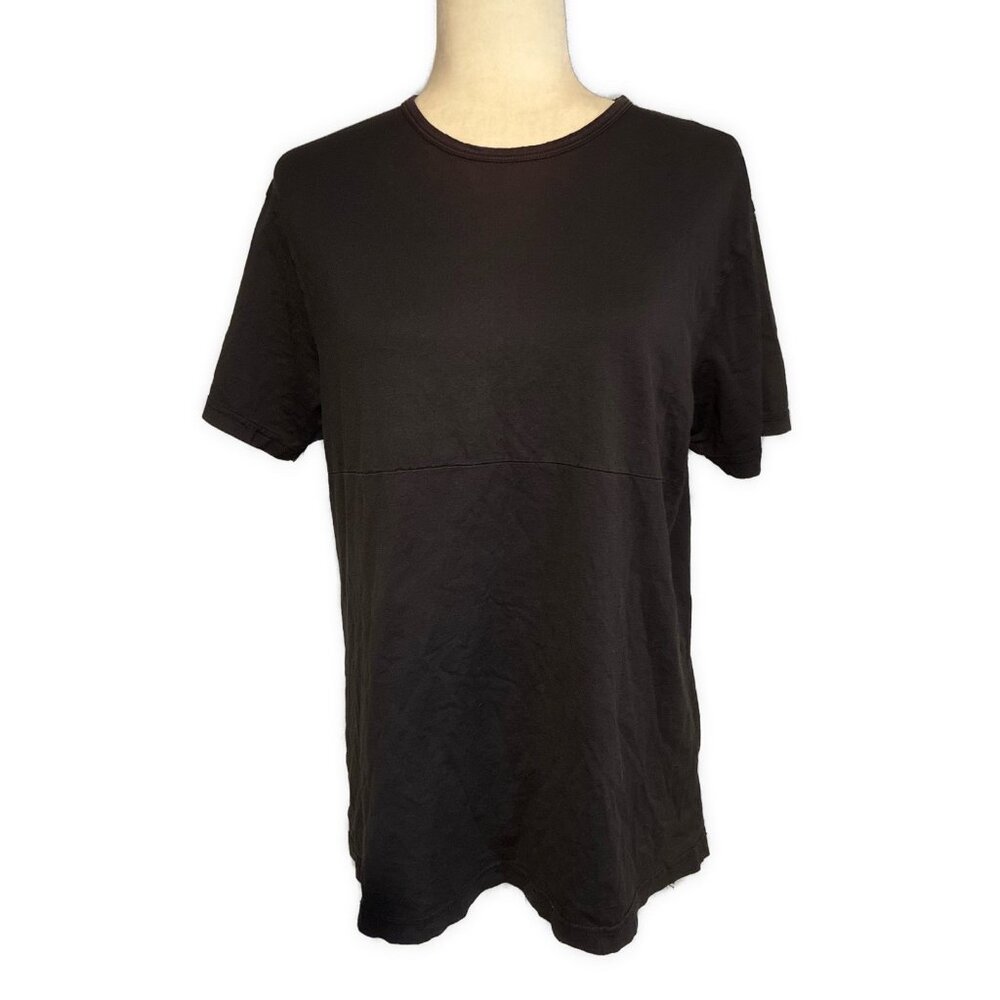 sunspel womens solid black crew neck short sleeve t shirt Large